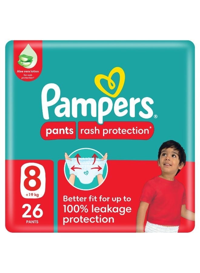 pampers Rash Protection Pants Diapers Size 8 (19+ Kg) - 26 Count